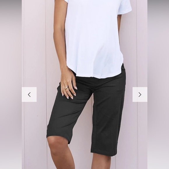 NWT Angel Maternity Knee Length Comfortable Cotton Shorts in Black - Picture 2 of 9